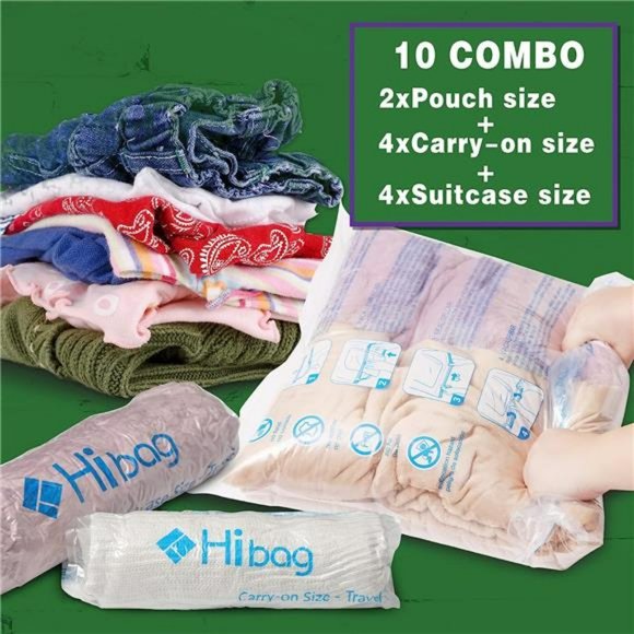 10 Compression Bags for Travel, Travel Essentials Compression Bag (10-Pack) - Picture 2 of 7